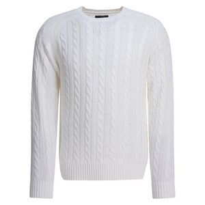 BEAMS PLUS Cable Knit Crewneck Sweater Men WHITE Sweaters & Cardigans